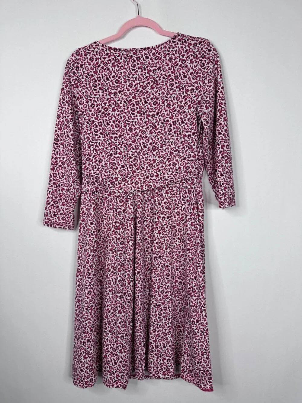 Lands' End Floral Print Cinched Waist Midi Dress Red Medium #A2315